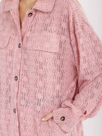 WOMEN'S LONG SLEEVE V-NECK FRONT POCKETS LACE TOP