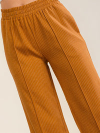 WOMEN'S ELASTIC WAIST FRONT POCKETS WIDE LEG PANTS