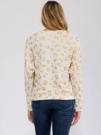 WOMEN'S LONG SLEEVE SHIMMER ANIMAL PRINT TOP