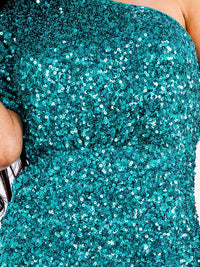 WOMEN'S ONE SHOULDER BODYCON SEQUINS MINI DRESS