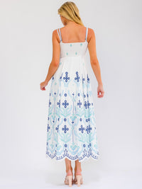 WOMEN'S SLEEVELESS BUTTONS FLORAL PRINT MAXI DRESS