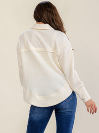 WOMEN'S LONG SLEEVE V-NECK BUTTON CLOSURE TOP