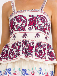 WOMEN'S SLEEVELESS SMOCK BACK RUFFLE TIERED MULTI PRINT MAXI DRESS