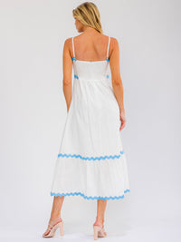 WOMEN'S SLEEVELESS SMOCK BACK TRIM DETAILED MAXI DRESS