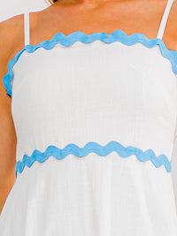 WOMEN'S SLEEVELESS SMOCK BACK TRIM DETAILED MAXI DRESS