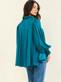 ENTRO WOMEN'S LONG SLEEVE BUTTON UP LOOSE FIT TUNIC BLOUSE