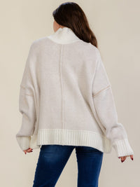 WOMEN'S LONG SLEEVE TURTLE NECK PULLOVER FLORAL PRINT SWEATER