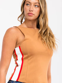 WOMEN'S SLEEVELESS SIDE STRIPE TANK TOP