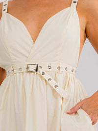 WOMEN'S SLEEVELESS SURPLICE FRONT POCKETS ELASTIC WAIST OPEN BACK MAXI DRESS