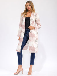 WOMEN'S LONG SLEEVE BUTTON CLOSURE FRONT POCKETS CAMO PRINT COAT