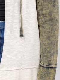 WOMEN'S LONG SLEEVE OPEN FRONT CAMO CONTRAST HOODED CARDIGAN