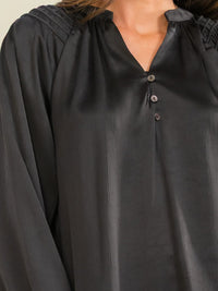 ENTRO WOMEN'S LONG SLEEVE V-NECK HIGH-LOW SOLID BLOUSE
