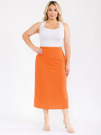 PLUS SIZE ELASTIC WAIST DETAILED MAXI SKIRT
