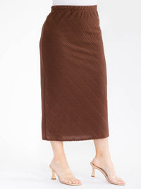 PLUS SIZE ELASTIC WAIST DETAILED MAXI SKIRT