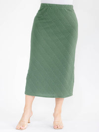 PLUS SIZE ELASTIC WAIST DETAILED MAXI SKIRT