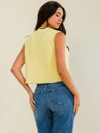 ENTRO WOMEN'S SLEEVELESS BUTTON UP FRONT POCKETS TOP