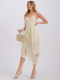 WOMEN'S SLEEVELESS OPEN BACK HIGH-LOW MIDI DRESS