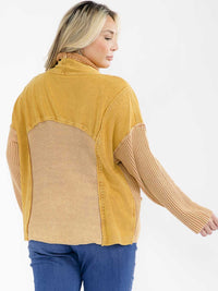 PLUS SIZE LONG SLEEVE OPEN FRONT POCKETS WASHED CARDIGAN