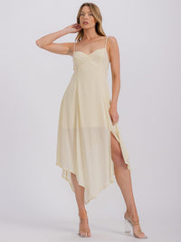 WOMEN'S SLEEVELESS OPEN BACK HIGH-LOW MIDI DRESS
