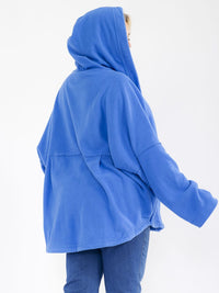 PLUS SIZE LONG SLEEVE OPEN FRONT POCKETS HOODED CARDIGAN