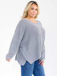 PLUS SIZE LONG SLEEVE PULLOVER KNIT SWEATER