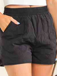 ENTRO WOMEN'S ELASTIC WAIST POCKETS PUFFER MINI SHORTS