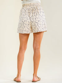ENTRO WOMEN'S ELASTIC WAIST FRONT POCKETS PRINT MINI SHORTS