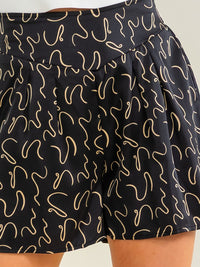ENTRO WOMEN'S ELASTIC WAIST FRONT POCKETS PRINT MINI SHORTS