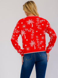 WOMEN'S LONG SLEEVE BUTTON UP MULTI PRINT COLORBLOCK SWEATER