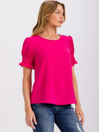 WOMEN'S SHORT PUFF SLEEVE BLOUSE