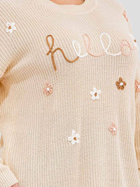 PLUS SIZE LONG SLEEVE GRAPHIC PULLOVER KNIT SWEATER