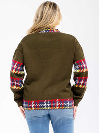 PLUS SIZE LONG SLEEVE GRAPHIC PULLOVER SWEATER