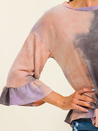 ENTRO WOMEN'S SHORT SLEEVE TIE DYE BLOUSE