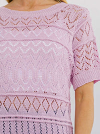 WOMEN'S SHORT SLEEVE CROCHET BLOUSE