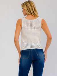 WOMEN'S SLEEVELESS BUTTON UP FLORAL KNIT TANK TOP