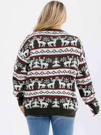 PLUS SIZE LONG SLEEVE GRAPHIC PULLOVER KNIT SWEATER
