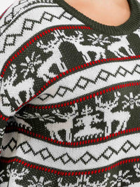 PLUS SIZE LONG SLEEVE GRAPHIC PULLOVER KNIT SWEATER