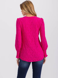 WOMEN'S LONG SLEEVE ALL OVER LACE BLOUSE