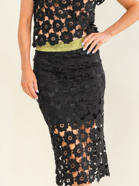 BEULAH WOMEN'S SLEEVELESS BLOUSE & ELASTIC WAIST MINI SKIRT & MIDI SKIRT CROCHET 3PC. SET