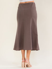 WOMEN'S ZIPPER CLOSURE SOLID MAXI SKIRT