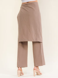 WOMEN'S ZIPPER CLOSURE SKIRT OVERLAY STRAIGHT LEG PANTS