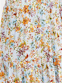 WOMEN'S ELASTIC WAIST TIERED FLORAL PRINT MAXI SKIRT