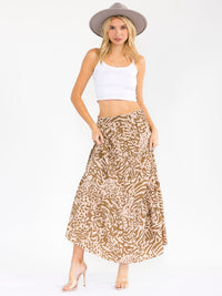 WOMEN'S ELASTIC WAIST ANIMAL PRINT MAXI SKIRT