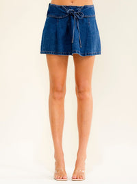 WOMEN'S ZIP UP FLARE DENIM MINI SKIRT
