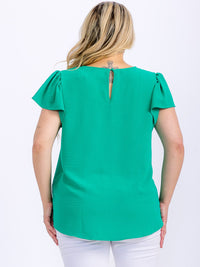 PLUS SIZE SHORT SLEEVE LOOSE FIT HIGH-LOW BLOUSE
