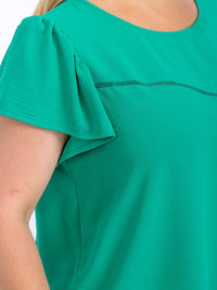 PLUS SIZE SHORT SLEEVE LOOSE FIT HIGH-LOW BLOUSE