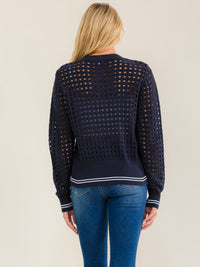 WOMEN'S LONG SLEEVE KNITTED BUTTON UP SWEATER