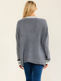 WOMEN'S LONG SLEEVE BUTTON UP FRONT POCKETS KNIT CARDIGAN