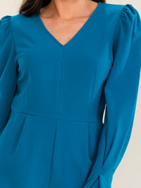 WOMEN'S LONG SLEEVE V-NECK FRONT POCKETS ROMPER