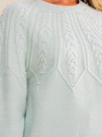 WOMEN'S LONG SLEEVE PEARL DETAILED PULLOVER SWEATER